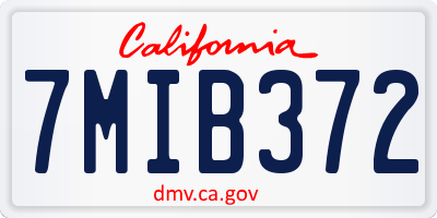 CA license plate 7MIB372