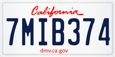 CA license plate 7MIB374