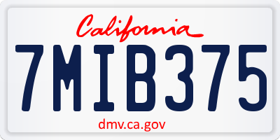 CA license plate 7MIB375