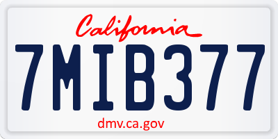 CA license plate 7MIB377