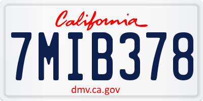 CA license plate 7MIB378