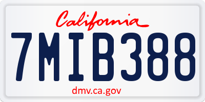 CA license plate 7MIB388