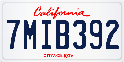 CA license plate 7MIB392