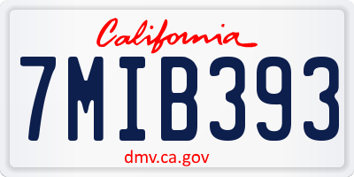 CA license plate 7MIB393