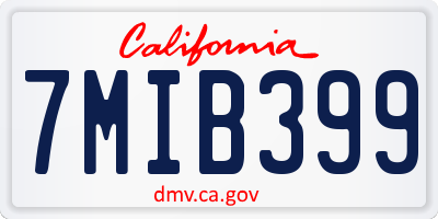 CA license plate 7MIB399