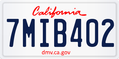 CA license plate 7MIB402