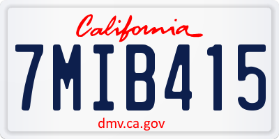 CA license plate 7MIB415