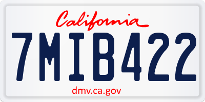 CA license plate 7MIB422