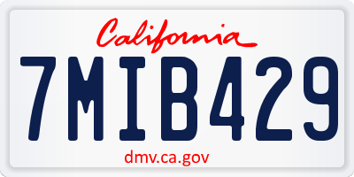 CA license plate 7MIB429
