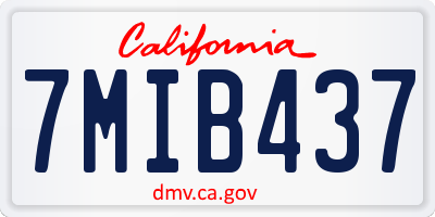 CA license plate 7MIB437