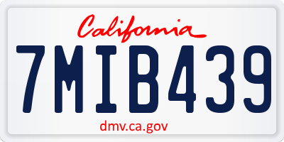 CA license plate 7MIB439