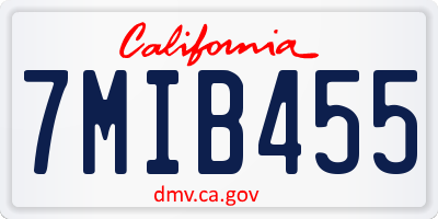 CA license plate 7MIB455