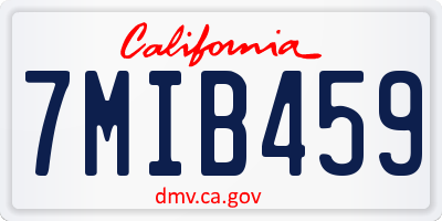 CA license plate 7MIB459