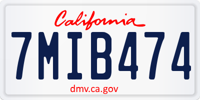 CA license plate 7MIB474