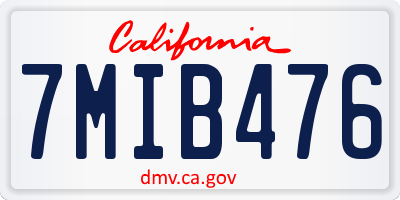 CA license plate 7MIB476