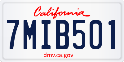 CA license plate 7MIB501