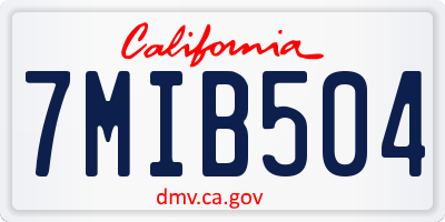 CA license plate 7MIB504