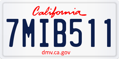 CA license plate 7MIB511