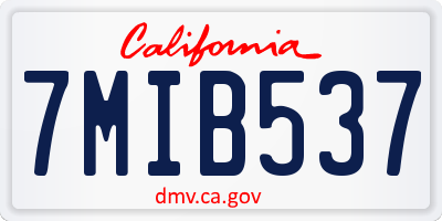 CA license plate 7MIB537
