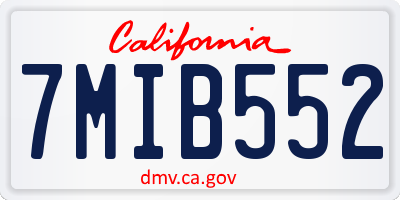 CA license plate 7MIB552