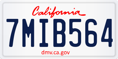 CA license plate 7MIB564