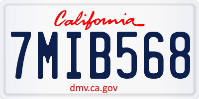 CA license plate 7MIB568