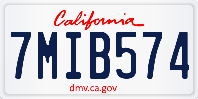 CA license plate 7MIB574