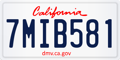 CA license plate 7MIB581