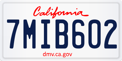 CA license plate 7MIB602
