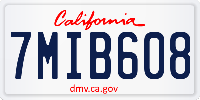 CA license plate 7MIB608