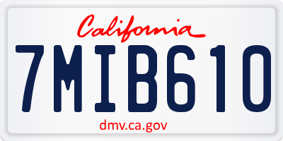 CA license plate 7MIB610