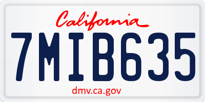 CA license plate 7MIB635