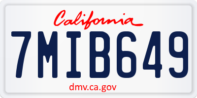 CA license plate 7MIB649