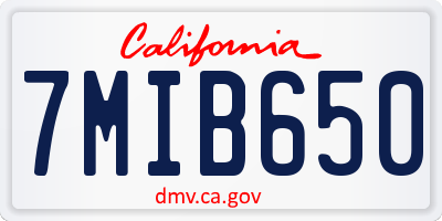 CA license plate 7MIB650