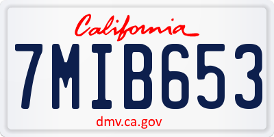 CA license plate 7MIB653
