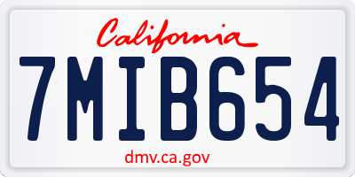 CA license plate 7MIB654