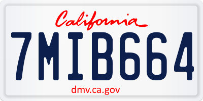 CA license plate 7MIB664