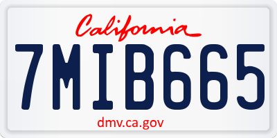 CA license plate 7MIB665