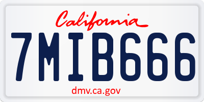 CA license plate 7MIB666