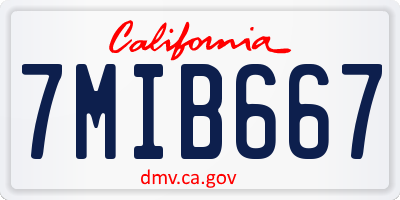 CA license plate 7MIB667