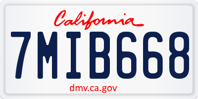 CA license plate 7MIB668