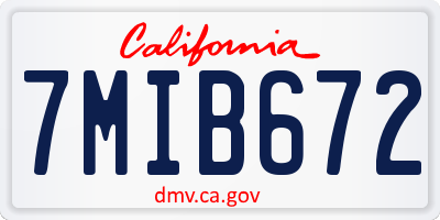 CA license plate 7MIB672