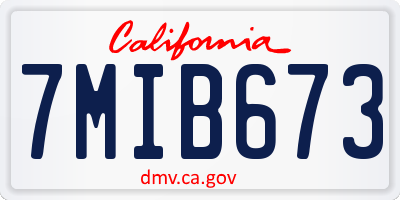 CA license plate 7MIB673