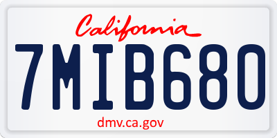 CA license plate 7MIB680