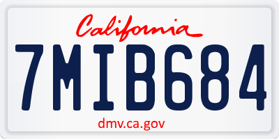 CA license plate 7MIB684