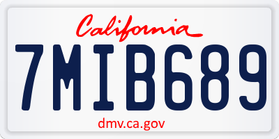 CA license plate 7MIB689
