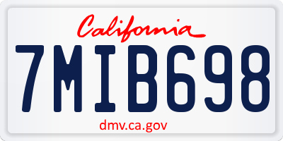 CA license plate 7MIB698