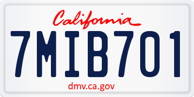 CA license plate 7MIB701
