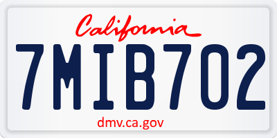 CA license plate 7MIB702