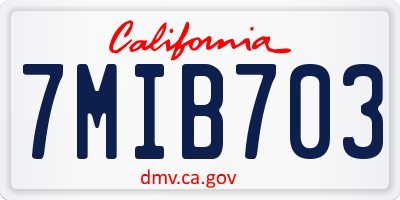 CA license plate 7MIB703